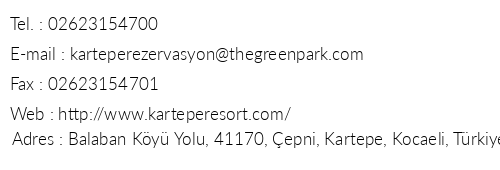 The Green Park Kartepe Resort & Spa telefon numaralar, faks, e-mail, posta adresi ve iletiim bilgileri